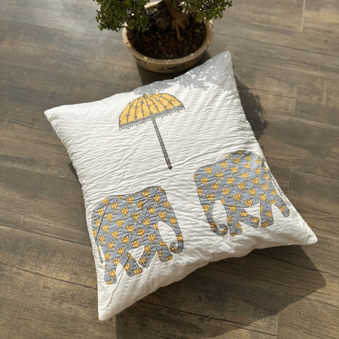 Royal Elephant Quilted Cushion Cover