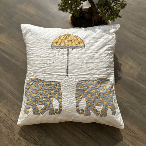 Royal Elephant Quilted Cushion Cover