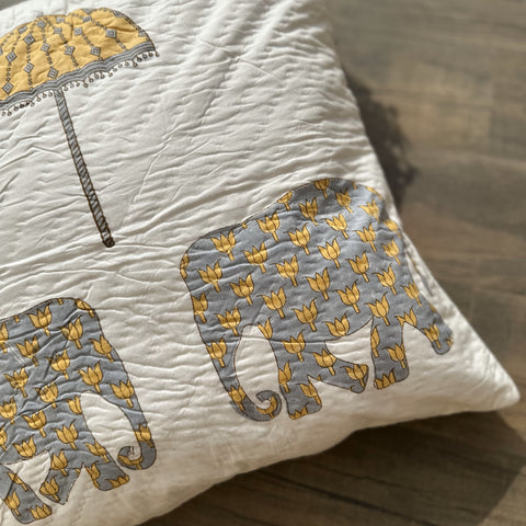 Royal Elephant Quilted Cushion Cover