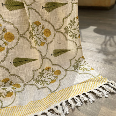 Marigold Arch  Symphony Block Printed Throw Blanket