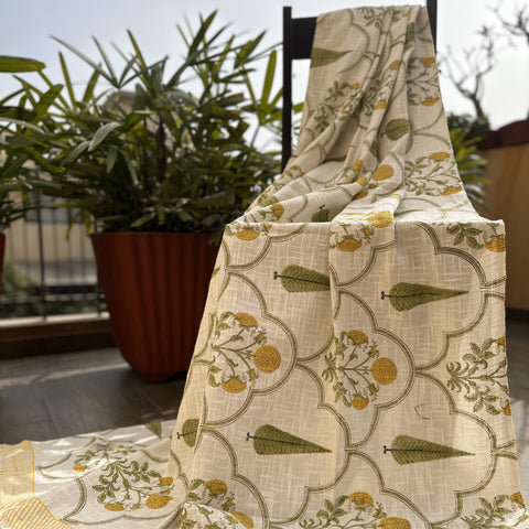 Marigold Arch  Symphony Block Printed Throw Blanket