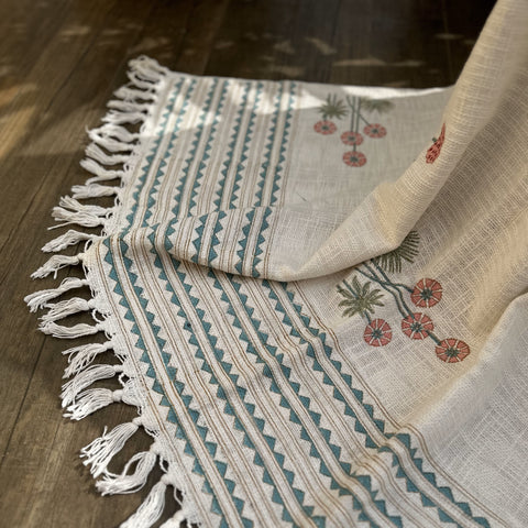 Ikkat Charm Block Printed Throw Blanket