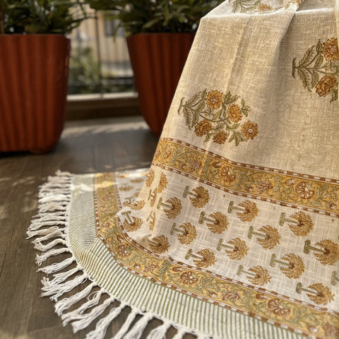 Golden Sunbeam Block Printed Throw Blanket