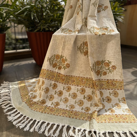 Golden Sunbeam Block Printed Throw Blanket