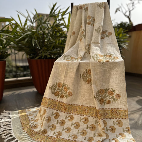 Golden Sunbeam Block Printed Throw Blanket