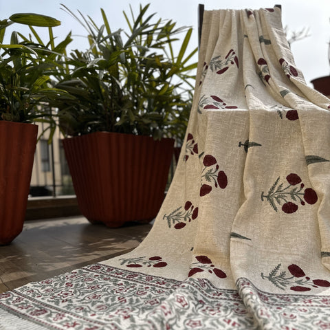 Cypress Carnation Red Block Printed Throw Blanket