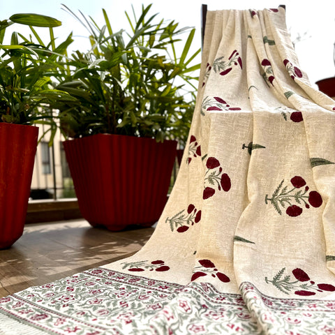 Red Poppy Bliss Block Printed Throw