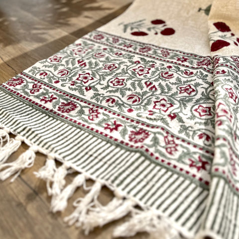Red Poppy Bliss Block Printed Throw