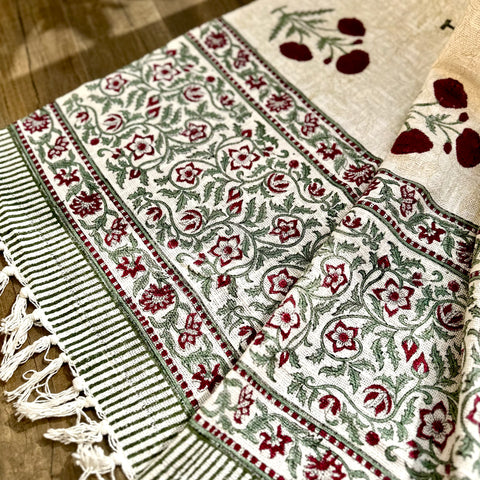 Red Poppy Bliss Block Printed Throw