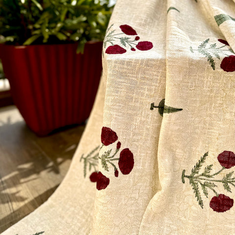 Red Poppy Bliss Block Printed Throw