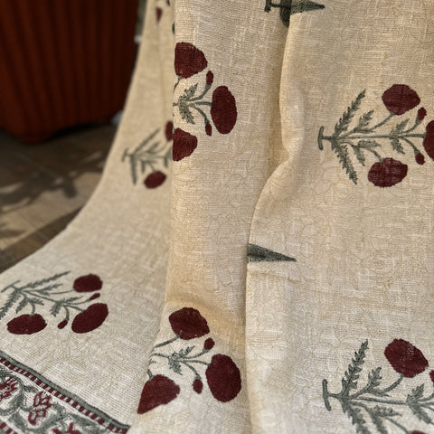 Cypress Carnation Red Block Printed Throw Blanket