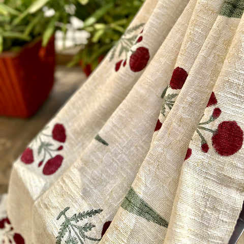 Red Poppy Bliss Block Printed Throw