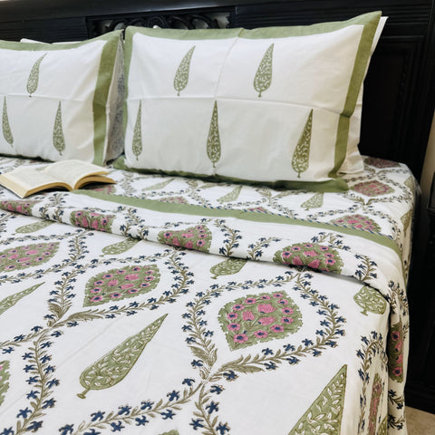 Regal Cypress Jaal Block Printed Single-Bed Dohar