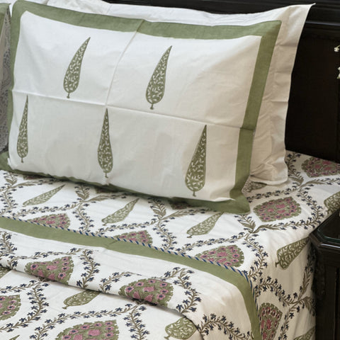 Emreald Spring Wishper Jaal Block Printed Single-Bed Dohar