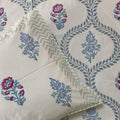 Blush Blue Vineyard Block Printed Bedsheet
