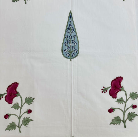 Hibiscus Harmony Block Printed Single Bedsheet