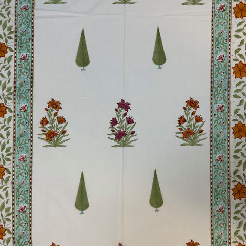 Saffron Splendor Block Printed Single Bedsheet