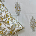 Mustard Floral Butta Block Printed Bedsheet