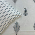 Grey Paisely Block Printed Bedsheet