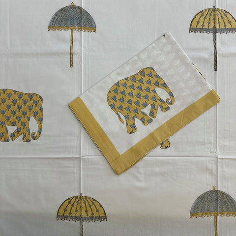 Golden Tusker Block Printed Single Bedsheet