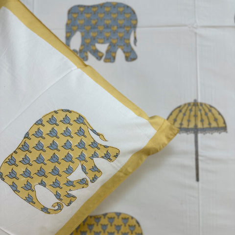 Golden Tusker Block Printed Single Bedsheet