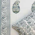Silver mist Block Printed Bedsheet