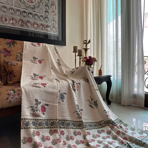 Gulabi Basera Block Printed Throw