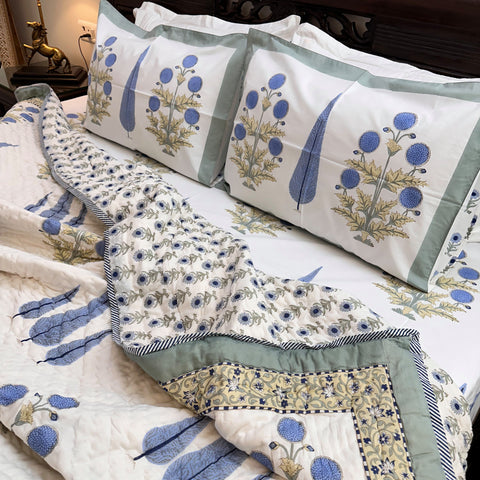 Midnight Sonata Handblock Printed Bedding Set