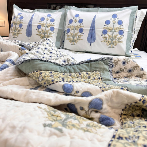 Midnight Sonata Handblock Printed Bedding Set