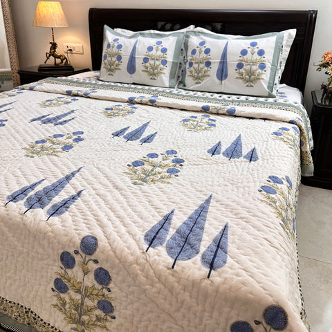 Midnight Sonata Handblock Printed Bedding Set