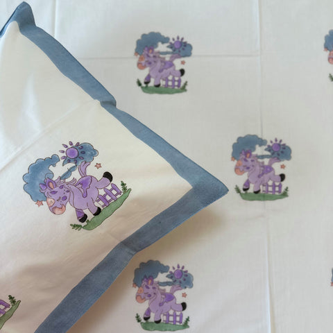 Lilac Unicorn Wishpers Kids Single Bedsheet