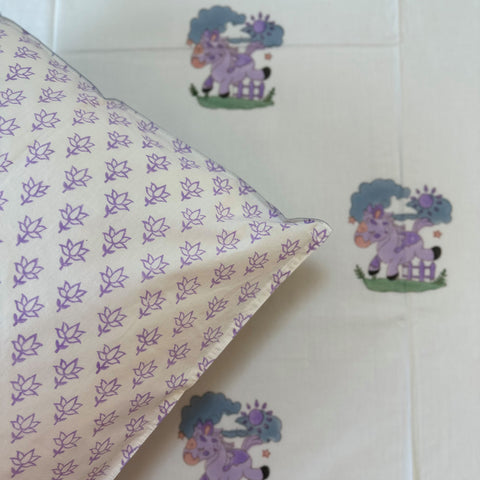 Lilac Unicorn Wishpers Kids Single Bedsheet