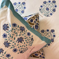 Sapphire Heritage Block Printed Bedsheet Cream Base