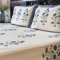 Oceanic Petals Block Printed Bedsheet Cream Base