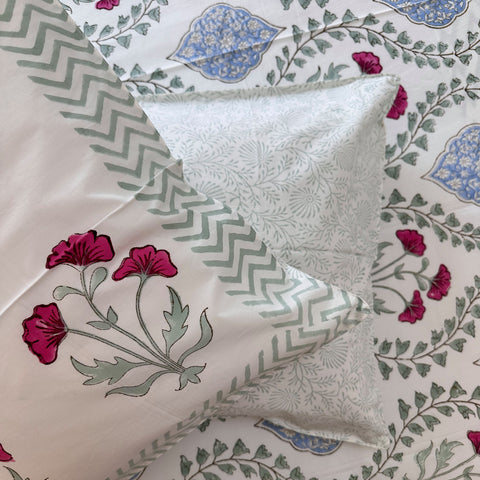 Ruby Vineyard Block Printed Bedsheet