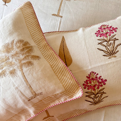 Golden Palm & Cypress Pure Linen Bedcover