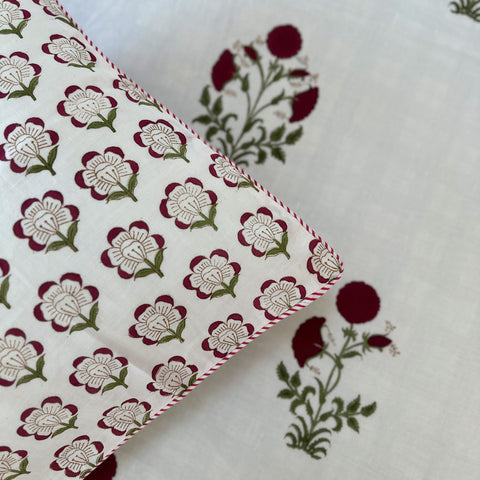 Hibiscus Delight Pure Linen Bedcover