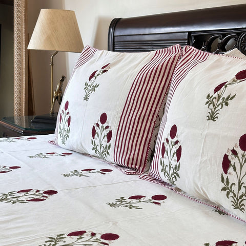 Hibiscus Delight Pure Linen Bedcover