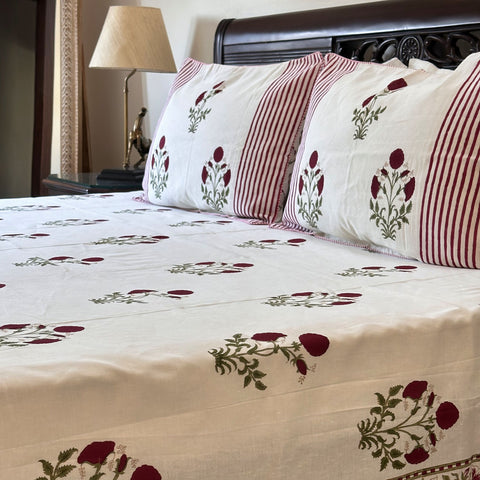 Hibiscus Delight Pure Linen Bedcover