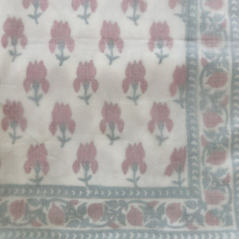 Crimson Meadow Block Printed Single Mulmul Dohar