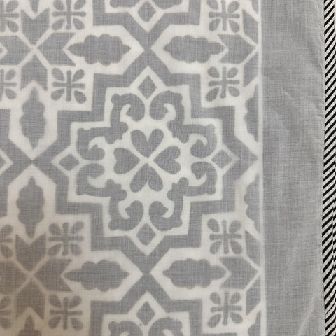 Grey Elegance Block Printed Single Mulmul Dohar