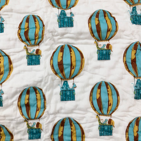 Sky Safari Hand Block Printed & Quilted Baby Quilt