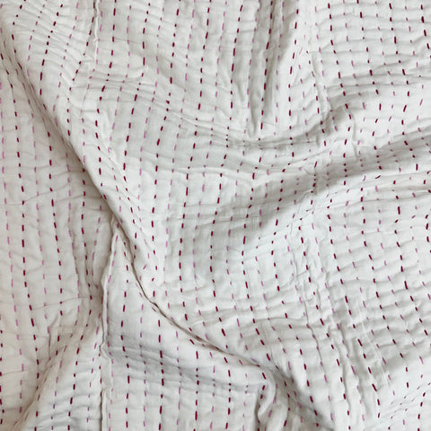 Peony Pink Handcrafted Kantha Baby Quilt