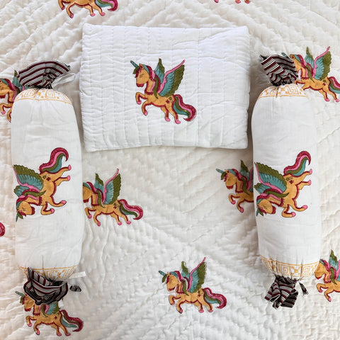 Mystic Rainbow Unicorn Hand Block Printed Baby Set