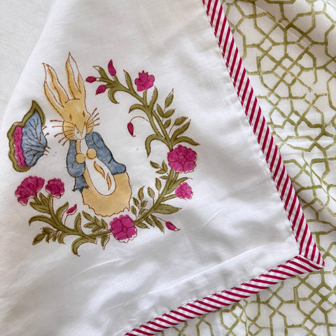 Mr. Bunny Hand Block Printed Baby Dohar