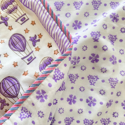 Lavender Starlit Trail Hand Block Printed Baby Dohar