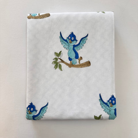 Blue Fluttery Nest Hand Block Printed Baby Dohar