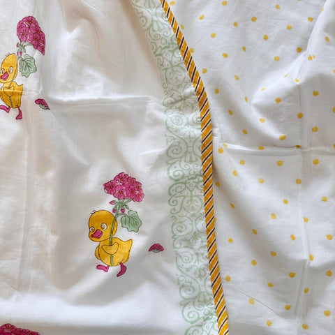 Yellow Duckie Delight Hand Block Printed Baby Dohar