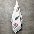 Red Chrysanthemum Block Printed Waffle Cotton Body Towel