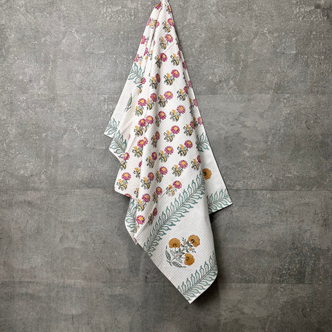 Blooming Sun Block Printed Waffle Cotton Body Towel